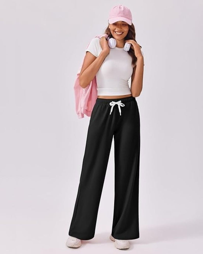 فلاينوف بنطلون رياضي نسائي أسود بستايل كوري فضفاض - Image 3